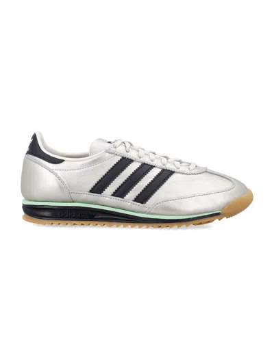 Adidas Originals Sl 72 Og Three-stripe Metallic-leather Sneakers In Silver