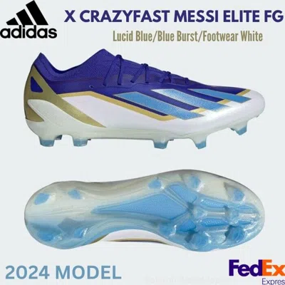 Pre-owned Adidas Originals Adidas Soccer Cleats X Crazyfast Messi Elite Fg Lucid Blue/blue Burst Id0710 In White