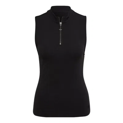 Adidas Originals Adidas Solid Color Cardigan Stand Collar Slim Fit Sports Black Vest