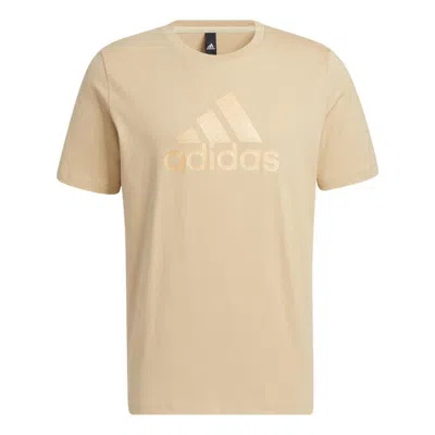 Adidas Originals Adidas Solid Color Large Logo Printing Athleisure Casual Sports Short Sleeve Brown In Neutral