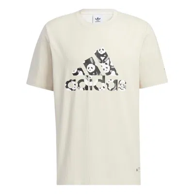 Adidas Originals Adidas Solid Color Logo Athleisure Casual Sports Short Sleeve Unisex Bauxite Brown In White