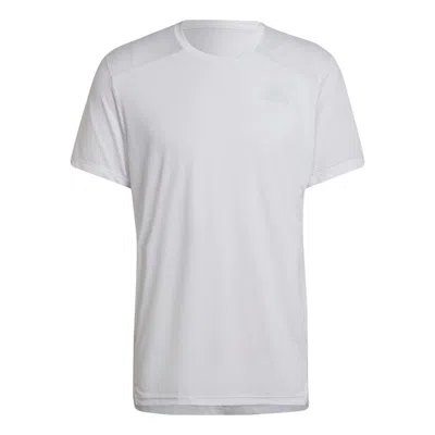 Adidas Originals Adidas Solid Color Logo Micro Mark Sports Training Breathable Round Neck Short Sleeve White