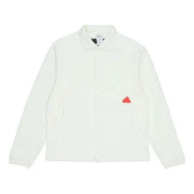 Adidas Originals Adidas Solid Color Logo Single Breasted Lapel Long Sleeves White Jacket