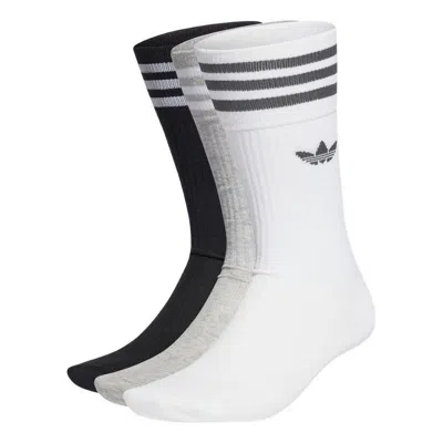Adidas Originals Adidas Solid Crew Socks 3 Pairs 'white Black Grey' In Multi