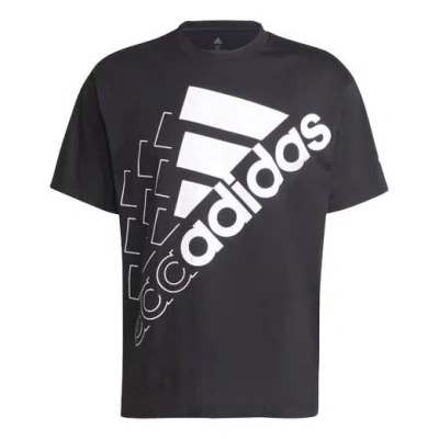 Adidas Originals Adidas Sports Stylish Round Neck Printing Logo Short Sleeve Couple Style Black