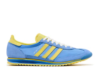 Adidas Originals + Sporty & Rich Sl 72 Leather And Suede-trimmed Mesh Sneakers In Blue