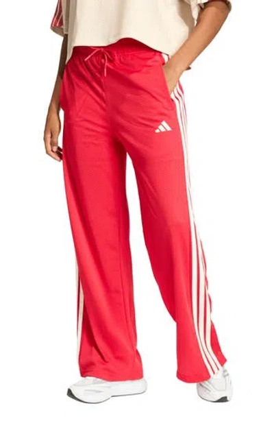 Adidas Originals Mesh-knit Stripe-detail Track Pants In Red