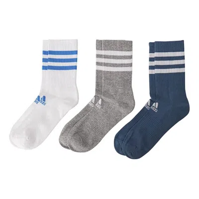 Adidas Originals Adidas Stripe Logo Athleisure Casual Sports Socks Unisex 3 Pairs White / Gray / Blue In Multi
