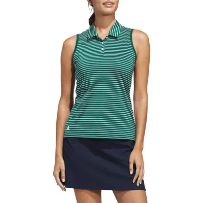 Adidas Originals Adidas Striped Performance Sleeveless Polo In Green