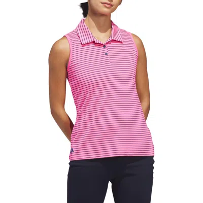 Adidas Originals Adidas Striped Performance Sleeveless Polo In Pink