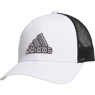 Adidas Originals Adidas Structured Snapback Trucker Hat In White/light Onyx Grey/black