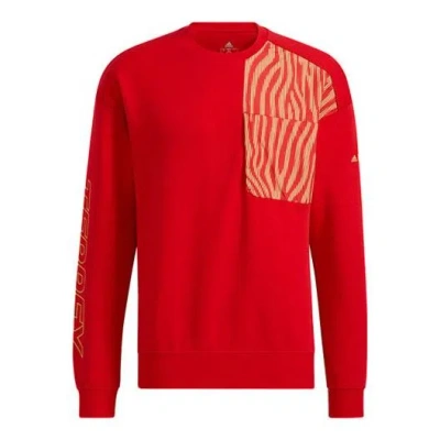Adidas Originals Adidas Subject Printing Sports Pullover Long Sleeves Couple Style Red