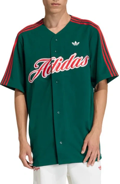 Adidas Originals Adidas Summer League Varsity Baseball Jersey In Green