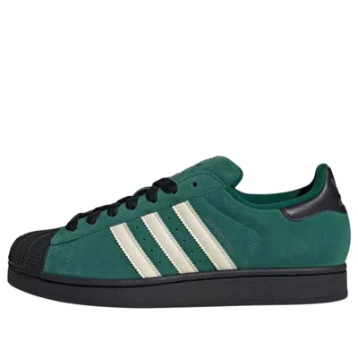 Adidas Originals Mens Collegiate Green Cream W Superstar Ii Suede Trainers In Animal Print