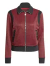 Adidas Originals Houndstooth-pattern Zip-up Top In Red