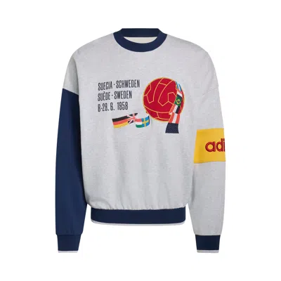 Pre-owned Adidas Originals Adidas Sweden World Cup Crew Sweatshirt 'light Grey Heather/night Indigo/bold Gold' | Women's Size S In Gray