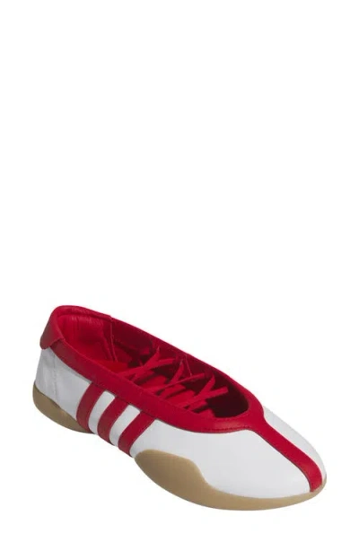 Adidas Originals Taekwondo Mei Leather Ballerina Shoes Contrast Trim In Red