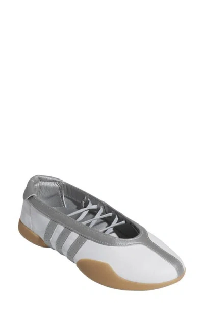 Adidas Originals Taekwondo Mei Ballet Metallic Leather-trimmed Leather Sneakers In Silver