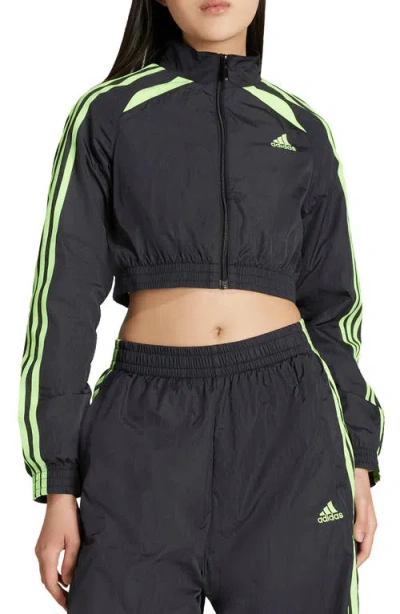 Adidas Originals Adidas Teamgeist Recycled Polyamide Crop Track Jacket In Black