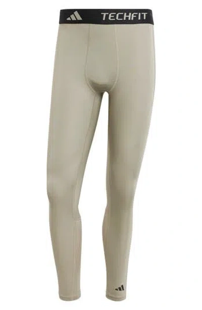 Adidas Originals Adidas Techfit Control Long Training Leggings In Silver Pebble
