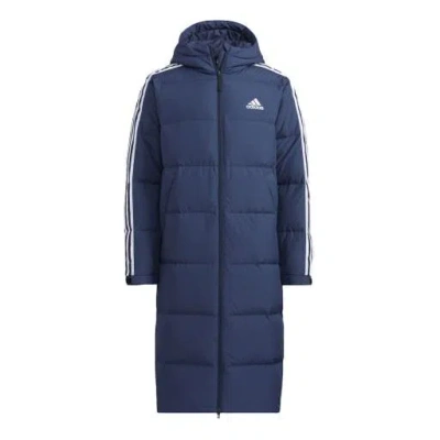 Adidas Originals Adidas Terrex 3st Long Coat Outdoor Sports Mid-length Stay Warm Hooded Down Jacket Blue