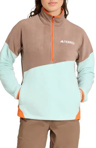 Adidas Originals Adidas Terrex Half Zip Fleece Jacket In Brown