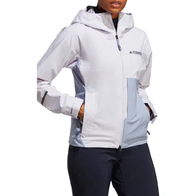 Adidas Originals Adidas Terrex Multi Rain.rdy Waterproof Hooded Rain Jacket In Silver Dawn