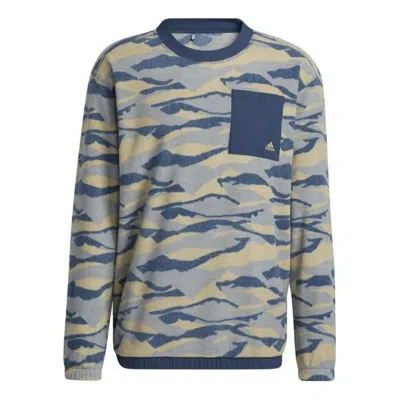 Adidas Originals Adidas Texture-print Crew Sweatshirt 'hemp Navy' In Blue