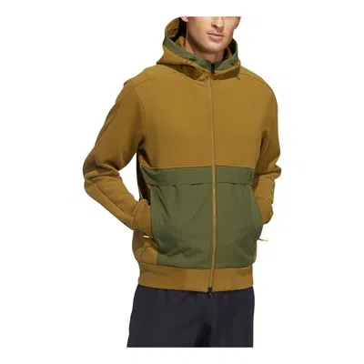 Adidas Originals Adidas Th Jkt Kn Fabmx Solid Color Casual Sports Hooded Jacket Brown In Green