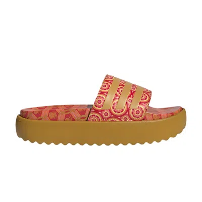 Pre-owned Adidas Originals Adidas The Farm X Wmns Adilette Platform Slide 'breezy Sundress' | Red | Women's Size 11