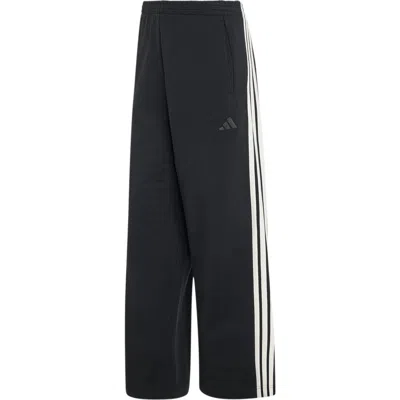 Adidas Originals Adidas Three Stripe Wide Leg Pants In Black