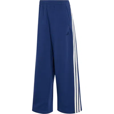Adidas Originals Adidas Three Stripe Wide Leg Pants In Blue