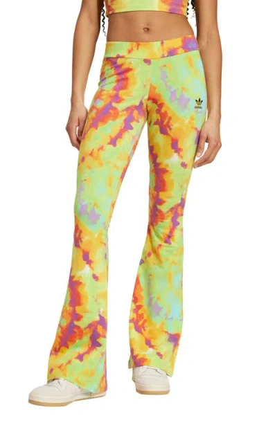 Adidas Originals Tie-dye Flared Trousers In Yellow/multicolor