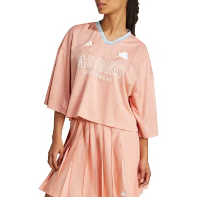 Adidas Originals Womens Adidas Tiro Cut 3-stripes Oversized Jersey In Ambient Blush/white/ash Grey