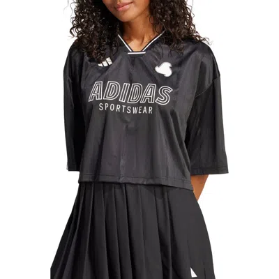 Adidas Originals Adidas Tiro 3-stripes Oversized Crop Jersey In Black