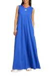 Adidas Originals Adidas Tiro 3-stripes Recycled Polyester Mesh Maxi Dress In Blue