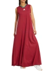 Adidas Originals Adidas Tiro 3-stripes Recycled Polyester Mesh Maxi Dress In Burgundy