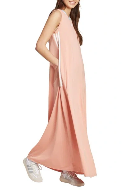 Adidas Originals Adidas Tiro Recycled Polyester Maxi Dress In Ambient Blush/white