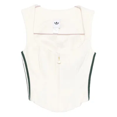 Adidas Originals Zip-front Panelled Top In White