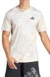 Adidas Originals Adidas Train Essential Aeroready Seasonal Camo T-shirt In Sand/grey/alumina