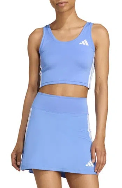Adidas Originals Adidas Train Essentials 3-stripes Crop Tank Top In Blue