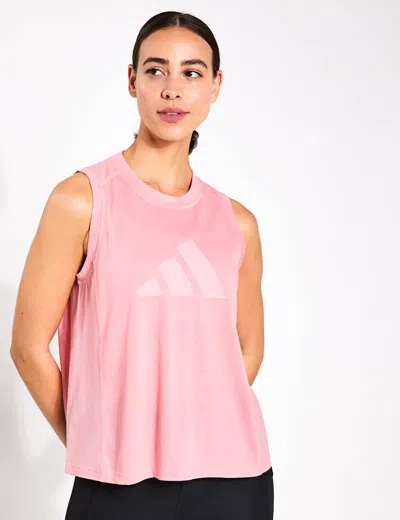 Adidas Originals Adidas Train Essentials Big Performance Logo Training Tank Top In Pink