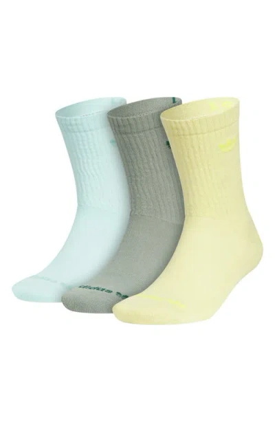 Adidas Originals Adidas Trefoil 3-pack Crew Socks In Blue/silver Green/yellow