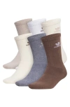 Adidas Originals Trefoil 6-pack Quarter Socks In Neutral