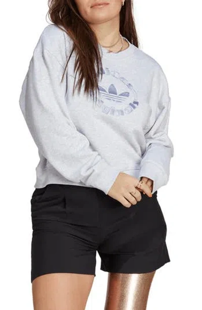 Adidas Originals Adidas Trefoil Cotton French Terry Sweatshirt In Light Grey Heather
