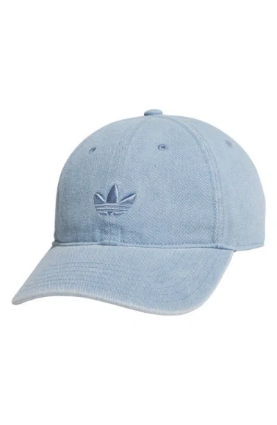 Adidas Originals Adidas Trefoil Embroidered Denim Baseball Cap In Blue
