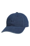 Adidas Originals Adidas Trefoil Embroidered Denim Baseball Cap In Blue