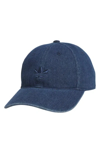 Adidas Originals Adidas Trefoil Embroidered Denim Baseball Cap In Blue