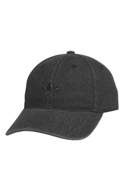 Adidas Originals Adidas Trefoil Embroidered Denim Baseball Cap In Gray