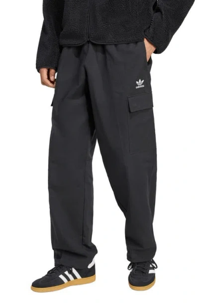 Adidas Originals Men's Originals Trefoil Essentials Woven Cargo Pants In Black